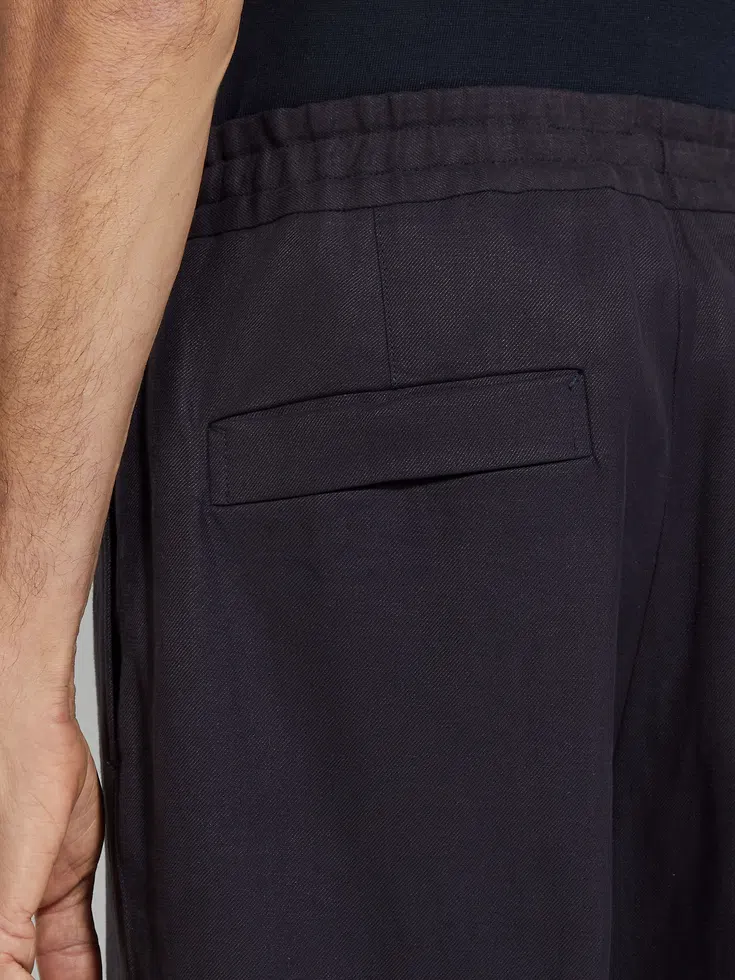 Pantaloni Oasi Lino Blue Flower blu navy