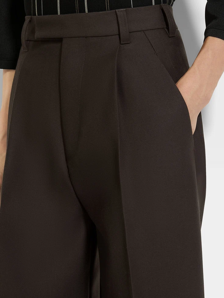 Pantaloni Oasi Lino Marrone Scuro