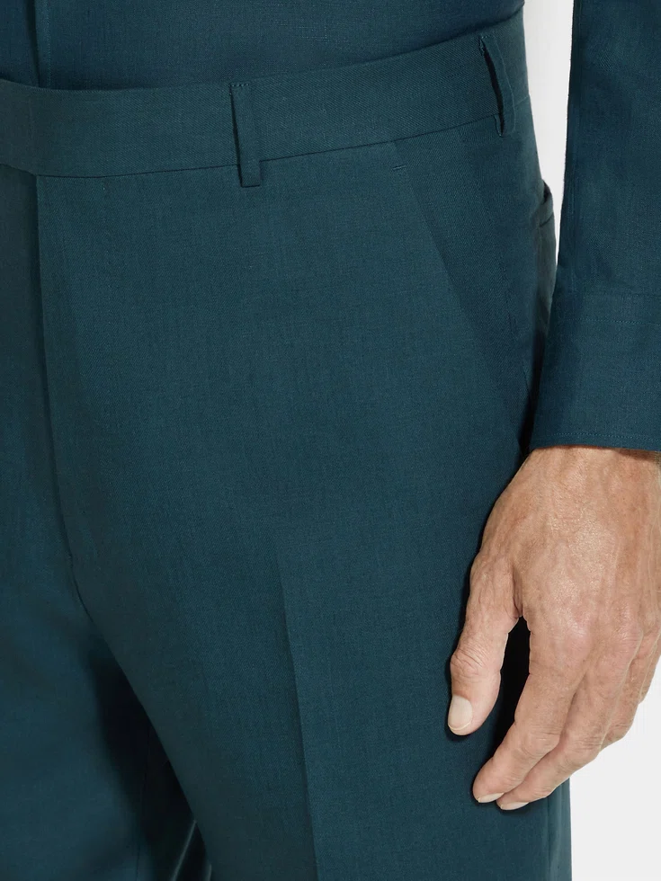 Pantaloni Oasi Lino blu petrolio scuro