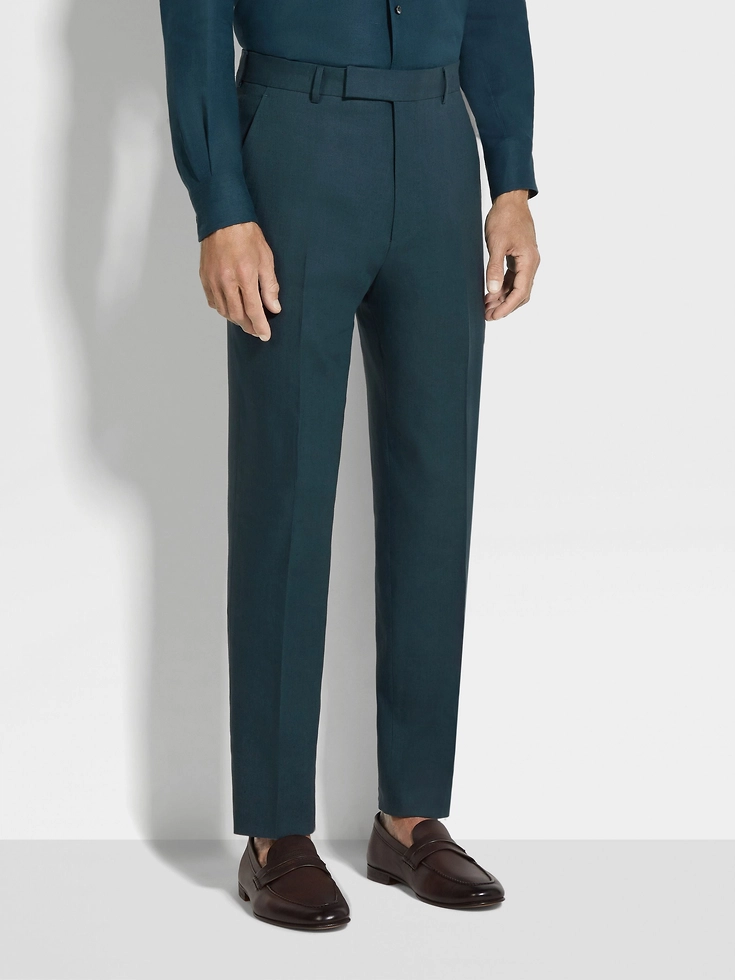 Pantaloni Oasi Lino blu petrolio scuro Pantaloni Oasi Lino blu petrolio scuro