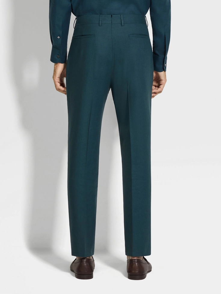 Pantaloni Oasi Lino blu petrolio scuro Pantaloni Oasi Lino blu petrolio scuro