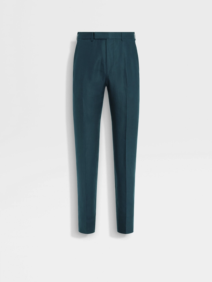 Pantaloni Oasi Lino blu petrolio scuro