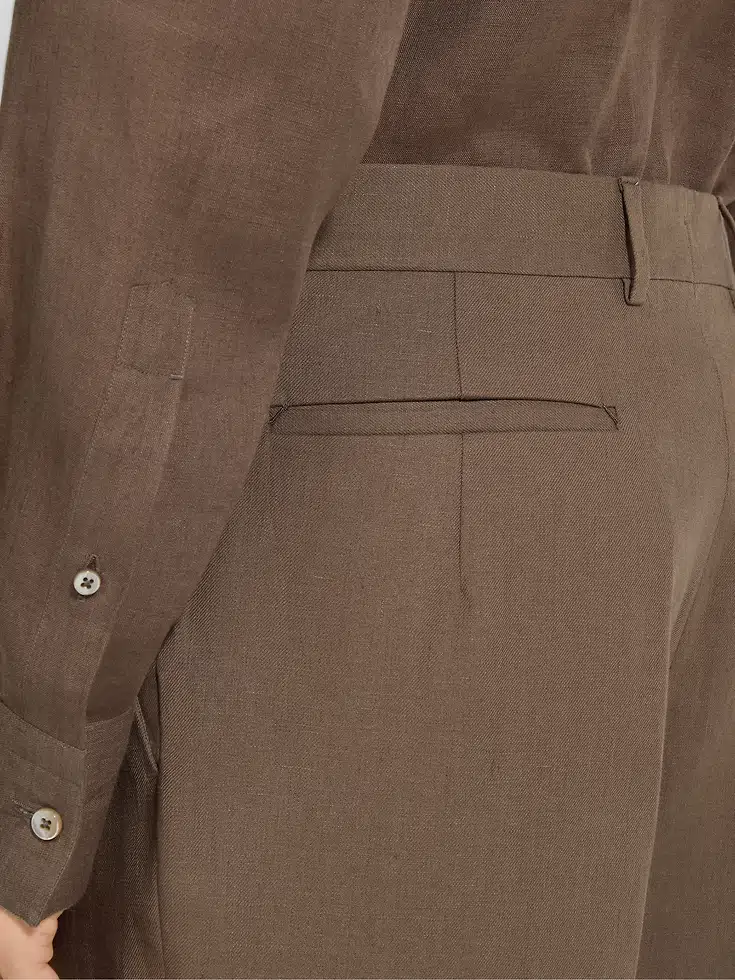 Pantaloni Oasi Lino color talpa scuro