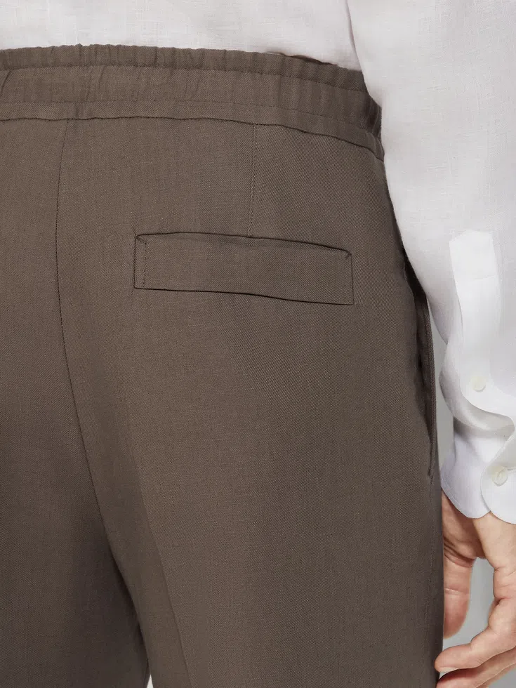 Pantaloni Oasi Lino color talpa scuro Pantaloni Oasi Lino color talpa scuro