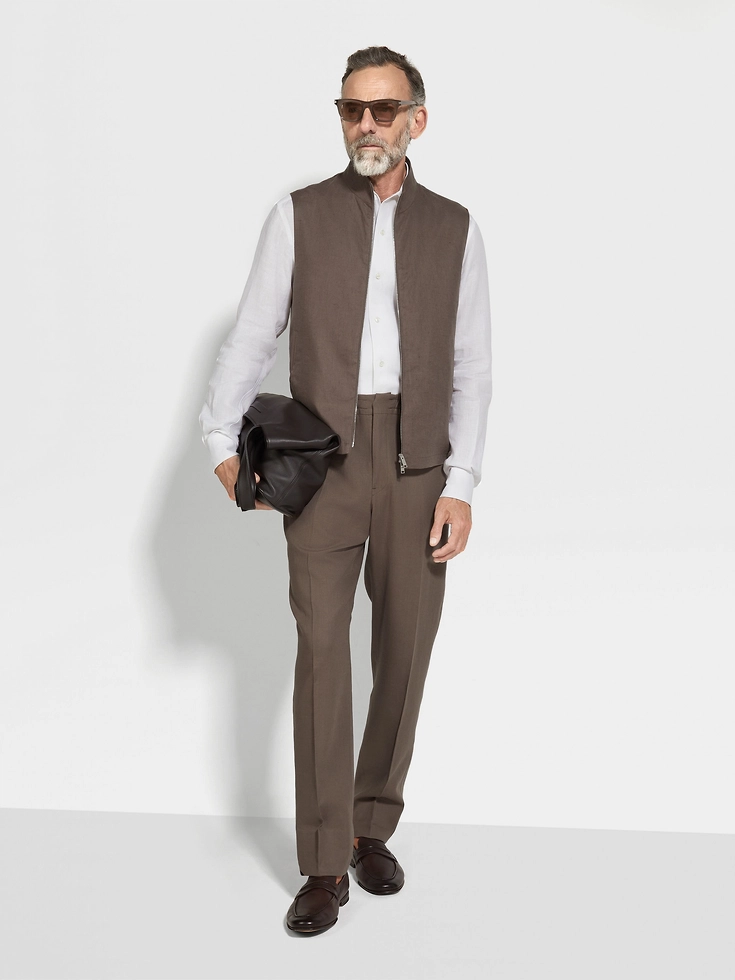 Pantaloni Oasi Lino color talpa scuro Pantaloni Oasi Lino color talpa scuro