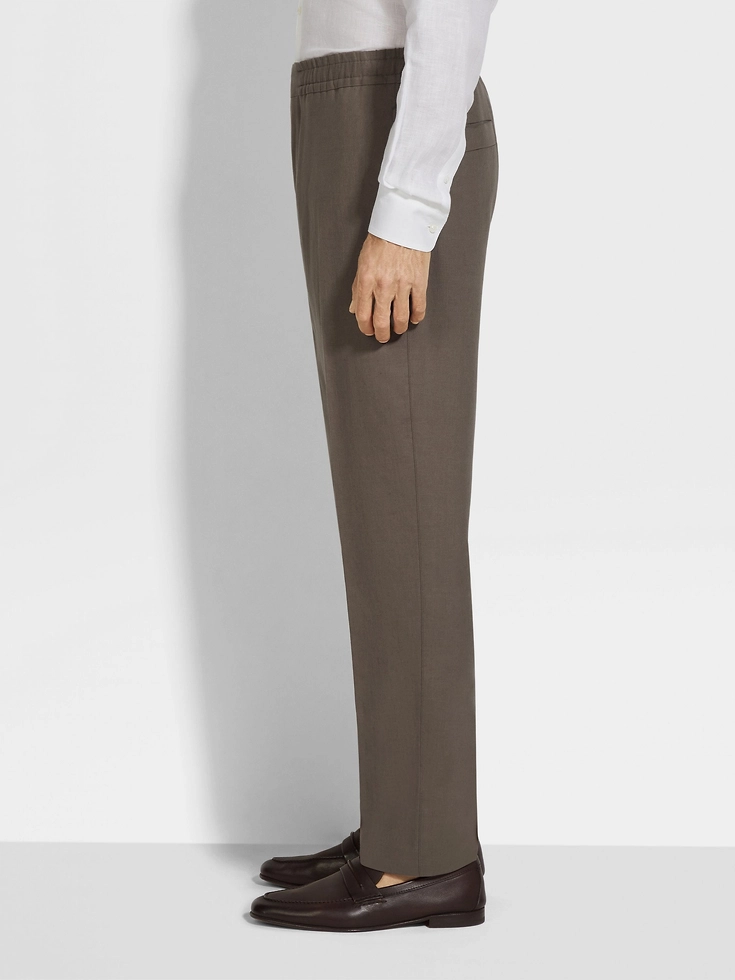 Pantaloni Oasi Lino color talpa scuro Pantaloni Oasi Lino color talpa scuro