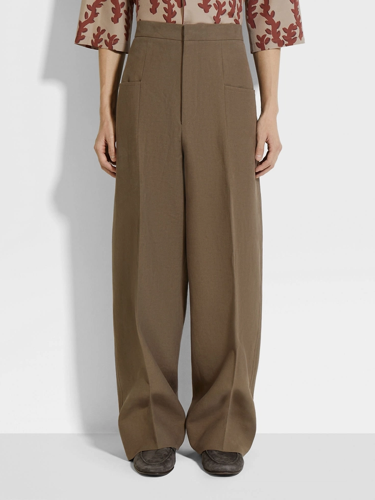 Pantaloni Oasi Lino color talpa scuro Pantaloni Oasi Lino color talpa scuro
