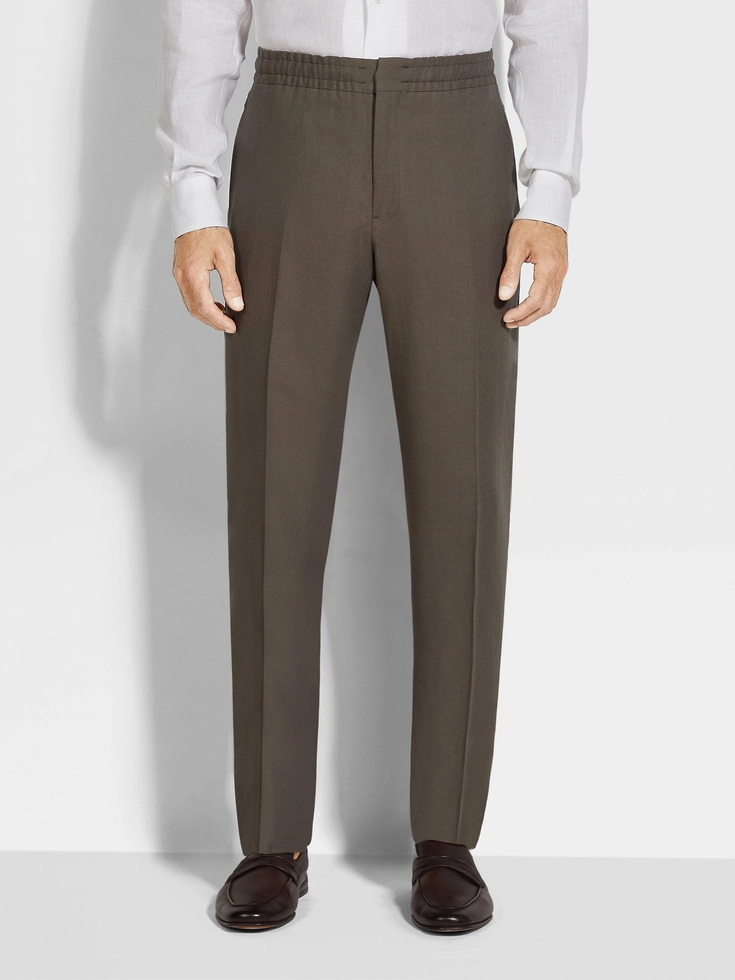 Pantaloni Oasi Lino color talpa scuro Pantaloni Oasi Lino color talpa scuro