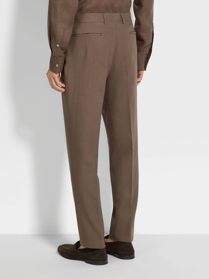 Pantaloni Oasi Lino color talpa scuro Pantaloni Oasi Lino color talpa scuro