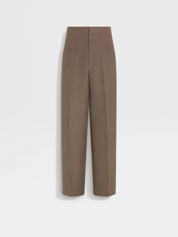 Pantaloni Oasi Lino color talpa scuro