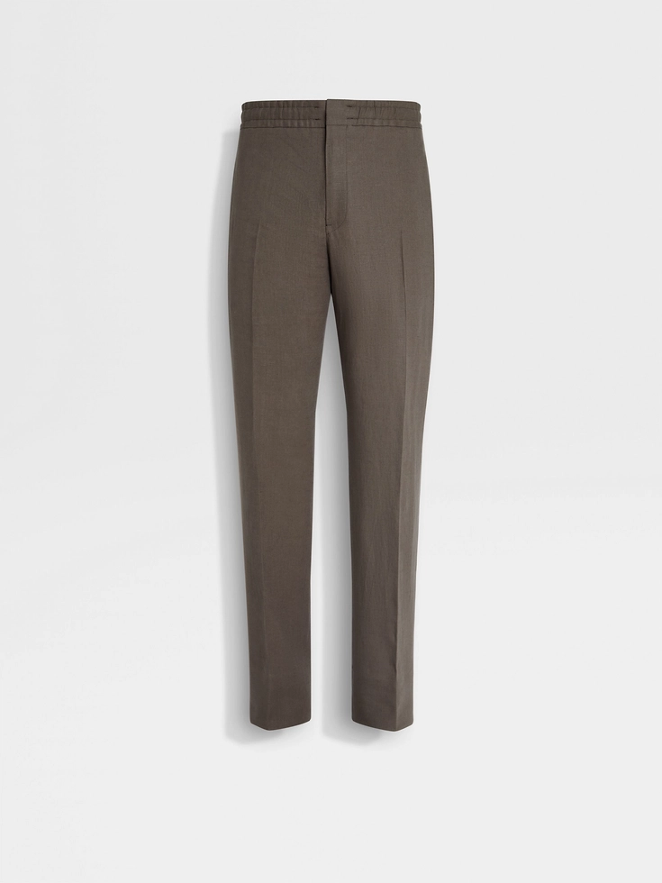 Pantaloni Oasi Lino color talpa scuro Pantaloni Oasi Lino color talpa scuro
