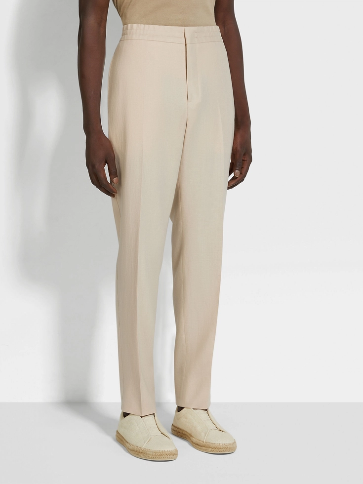 Pantaloni Oasi Lino color tortora chiaro Pantaloni Oasi Lino color tortora chiaro