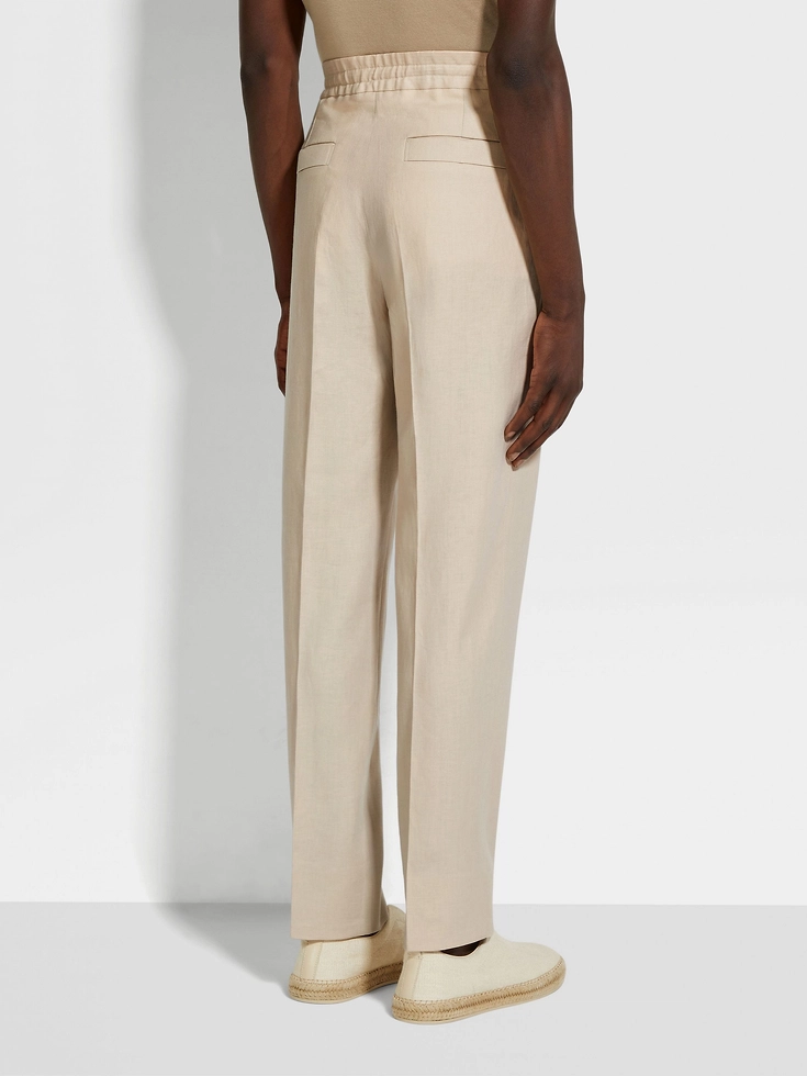 Pantaloni Oasi Lino color tortora chiaro Pantaloni Oasi Lino color tortora chiaro