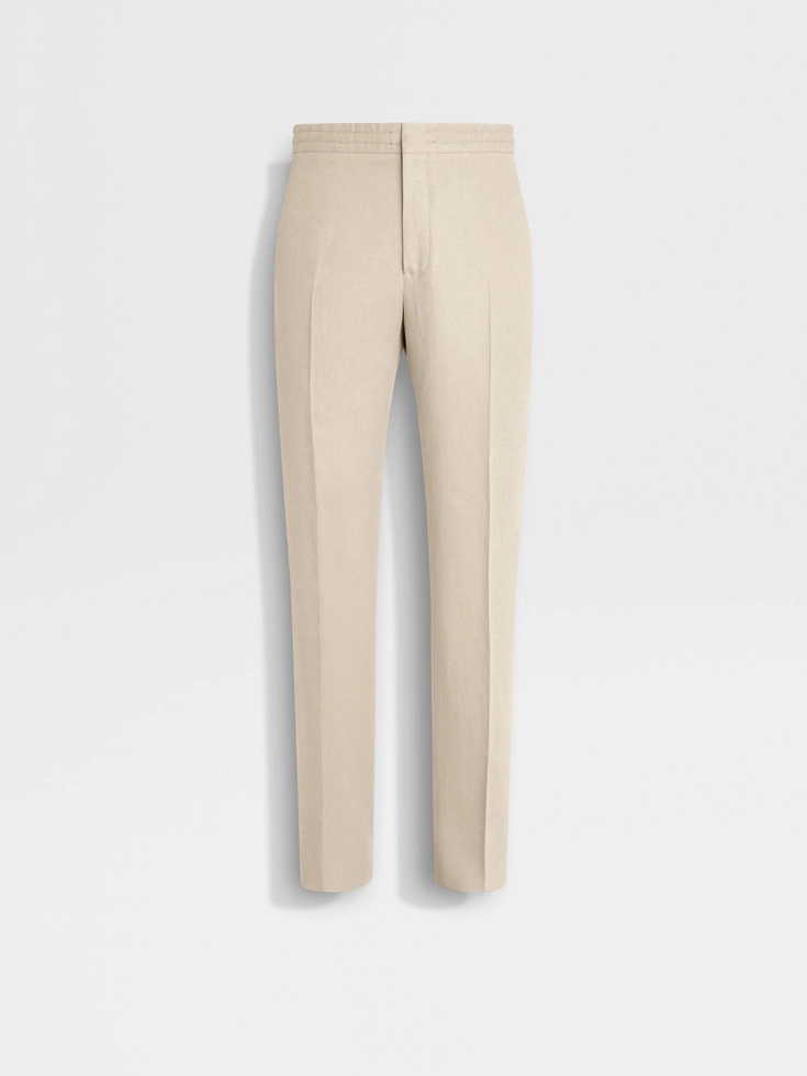 Pantaloni Oasi Lino color tortora chiaro