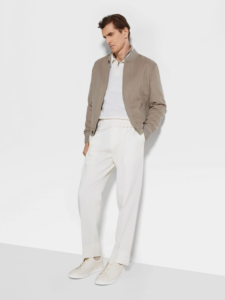 Pantaloni bianchi in cotone e lana Pantaloni bianchi in cotone e lana