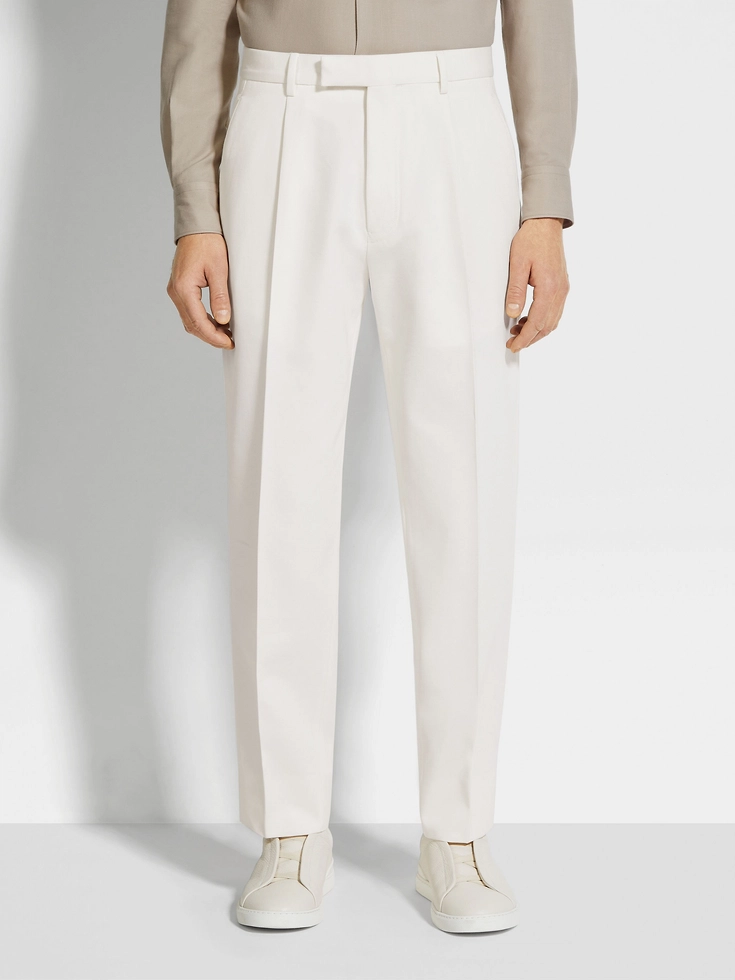 Pantaloni bianchi in cotone e lana Pantaloni bianchi in cotone e lana