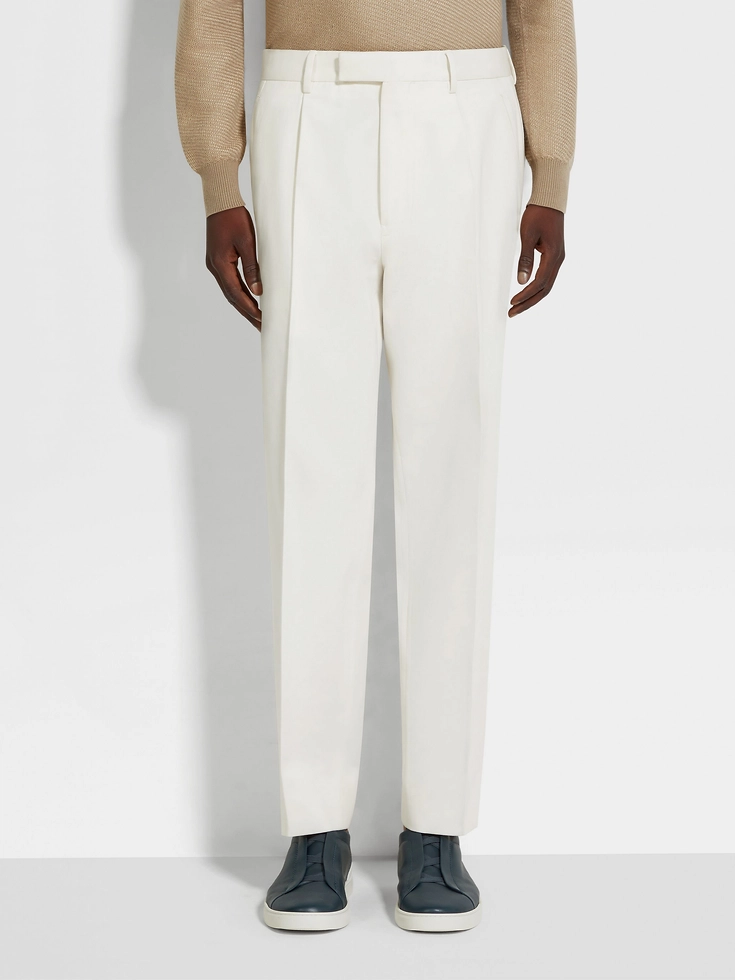 Pantaloni bianchi in cotone e lana Pantaloni bianchi in cotone e lana