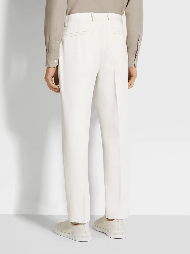 Pantaloni bianchi in cotone e lana Pantaloni bianchi in cotone e lana