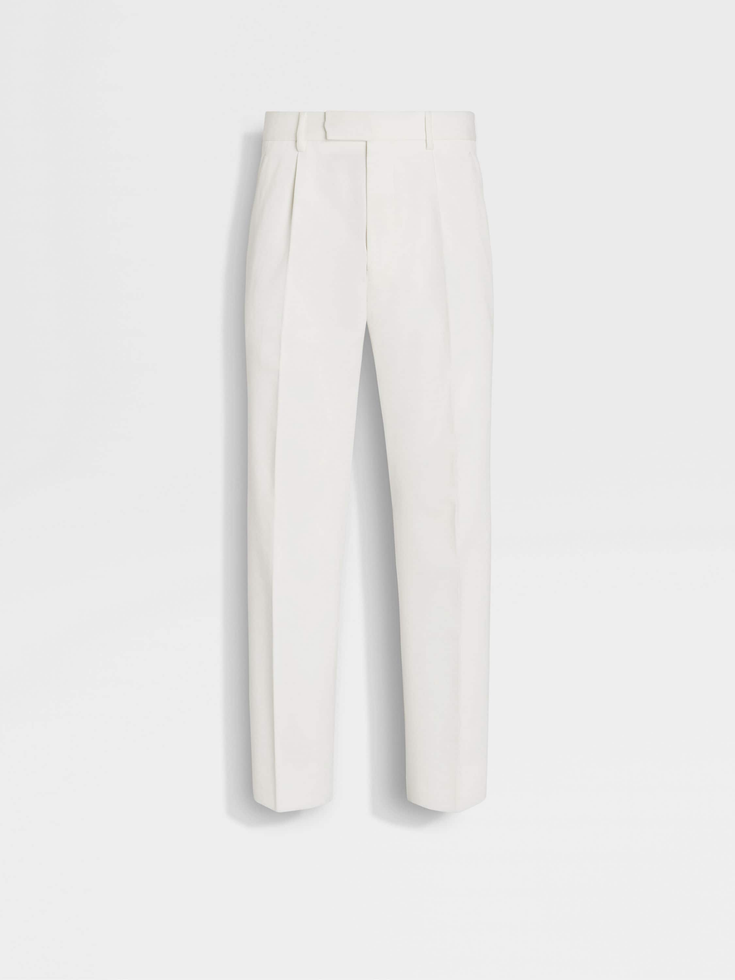 Pantaloni bianchi in cotone e lana