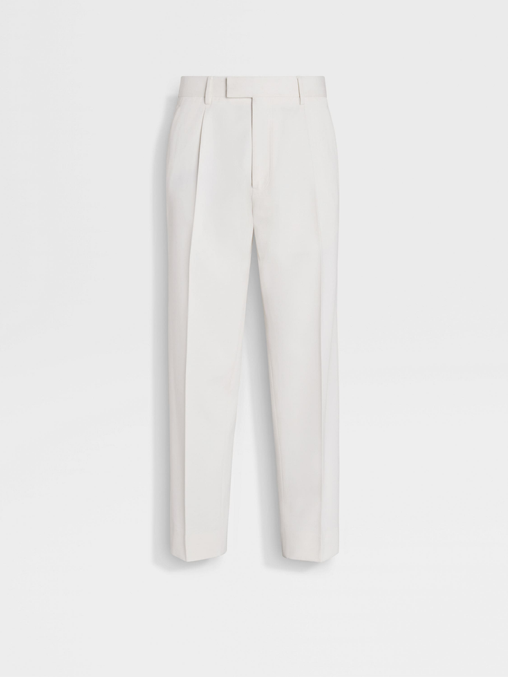 Pantaloni bianchi in cotone e lana