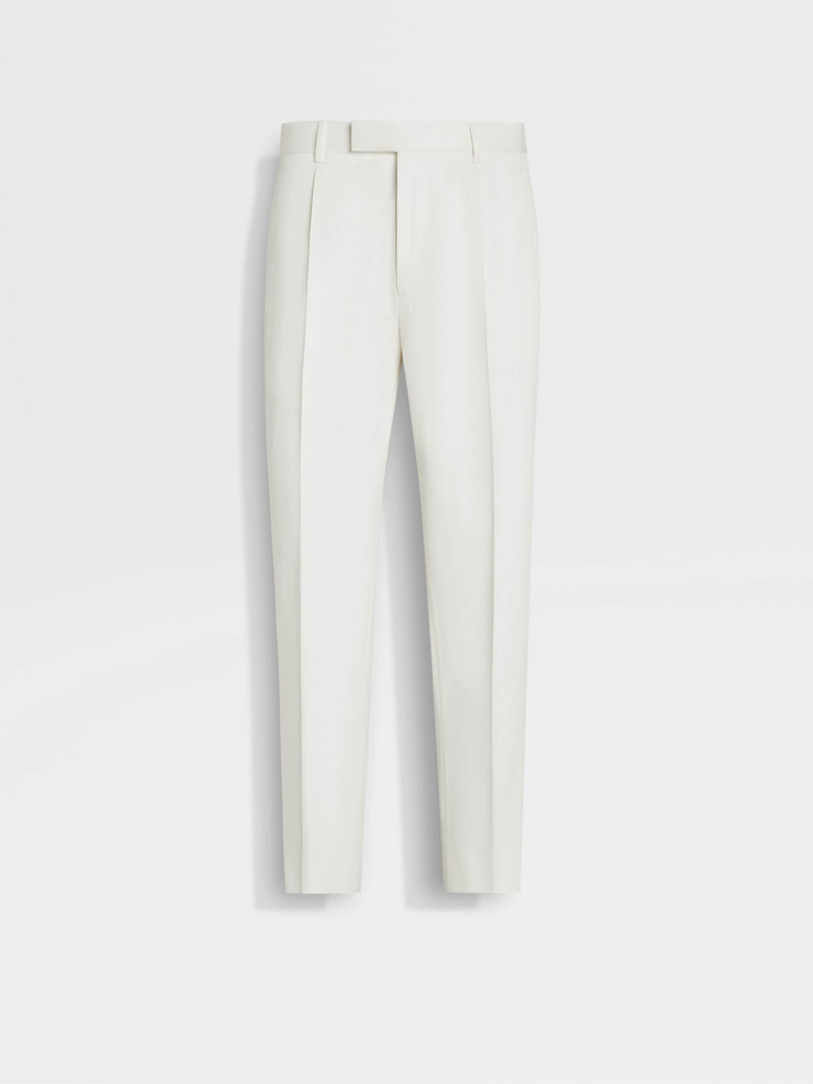 Pantaloni bianchi in cotone e lana