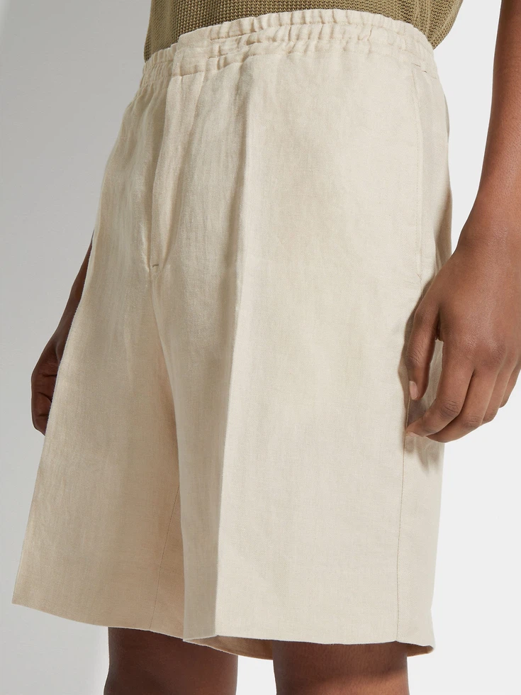 Pantaloni corti Oasi Lino beige chiaro