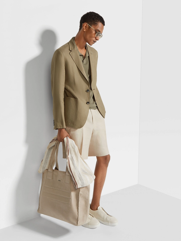 Pantaloni corti Oasi Lino beige chiaro Pantaloni corti Oasi Lino beige chiaro