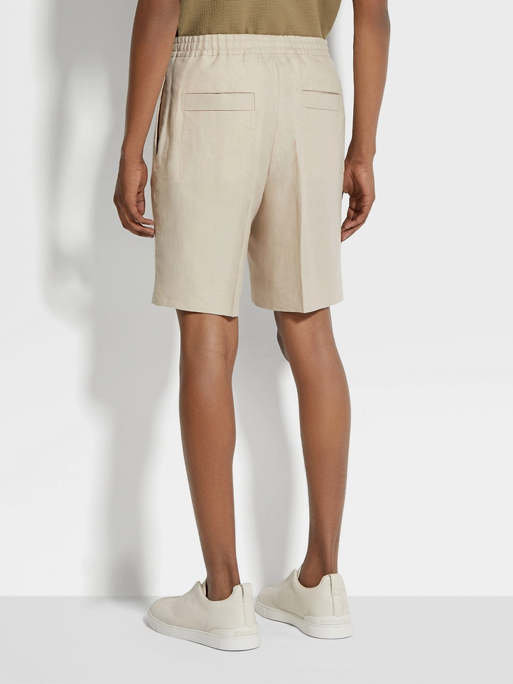 Pantaloni corti Oasi Lino beige chiaro Pantaloni corti Oasi Lino beige chiaro