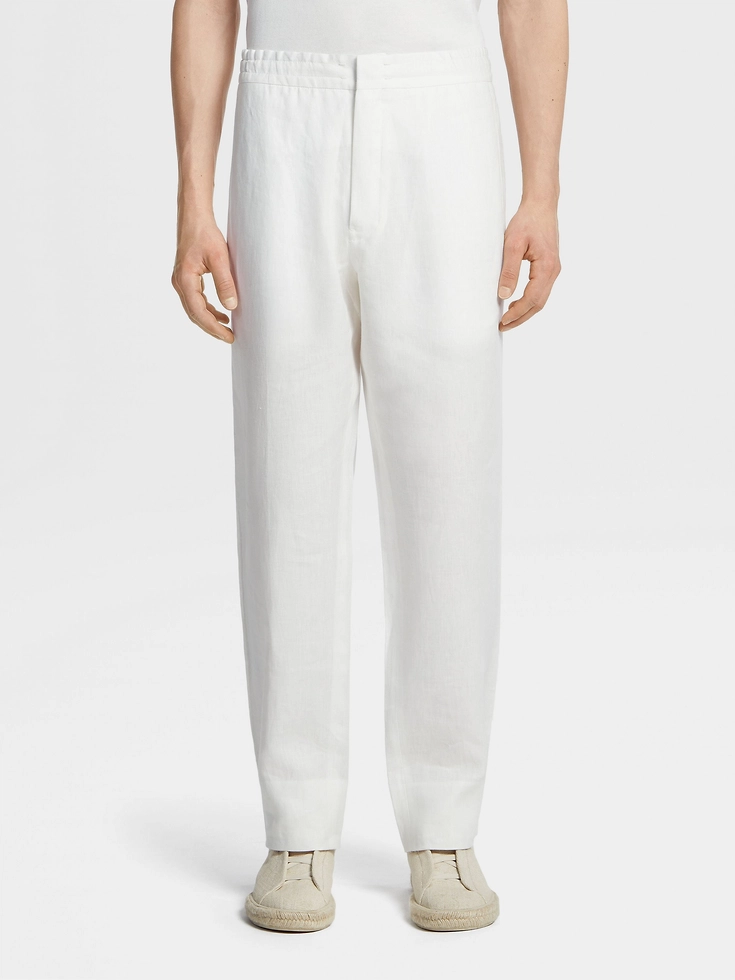Pantaloni da jogging in lino bianco
