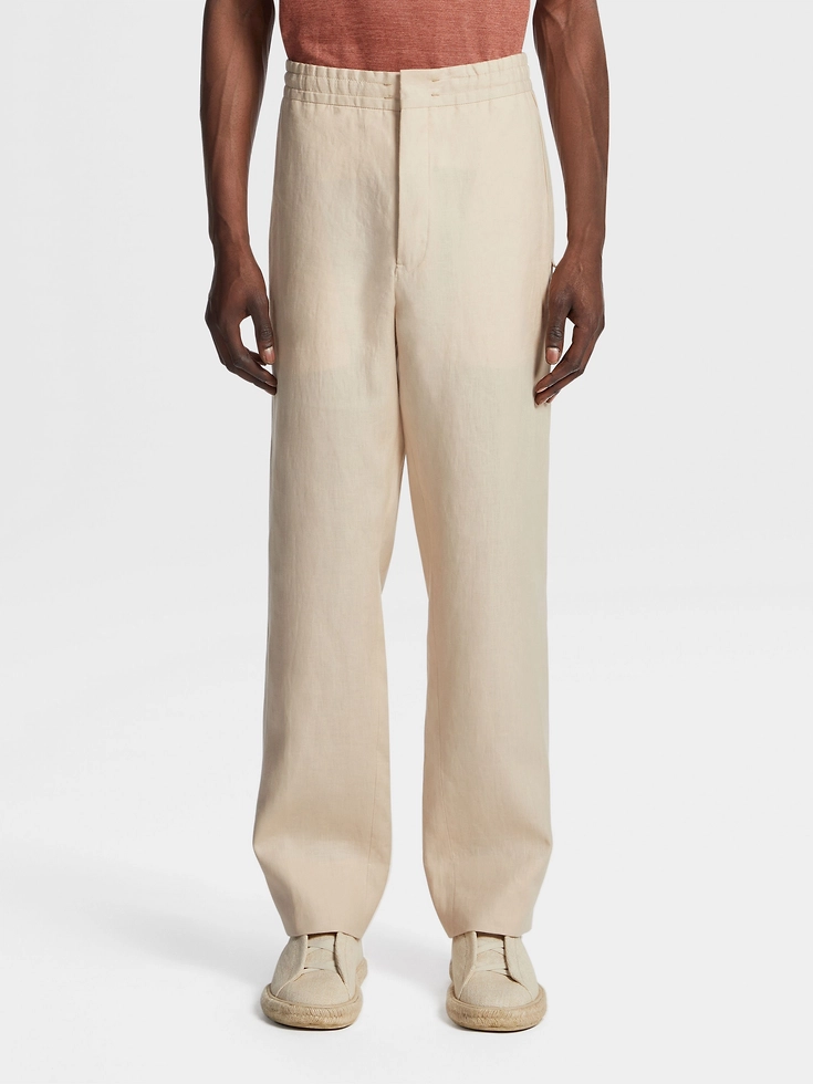 Pantaloni da jogging in lino bianco sporco