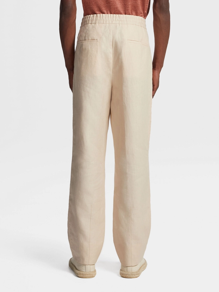 Pantaloni da jogging in lino bianco sporco Pantaloni da jogging in lino bianco sporco