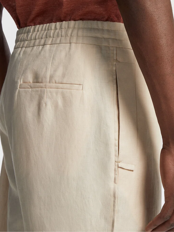 Pantaloni da jogging in lino bianco sporco Pantaloni da jogging in lino bianco sporco