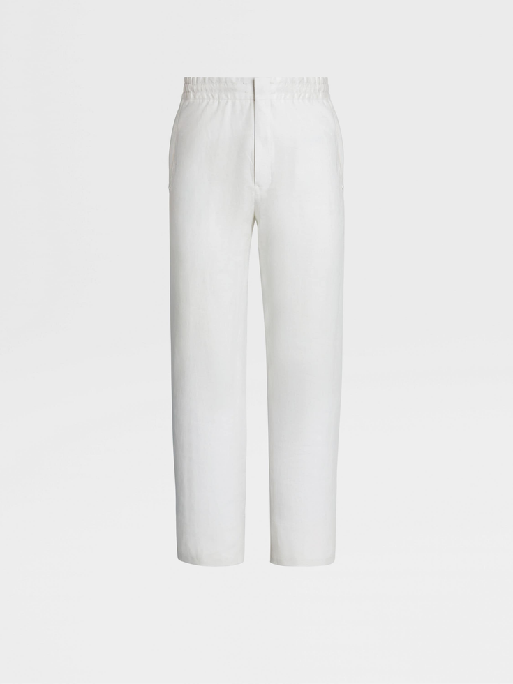 Pantaloni da jogging in lino bianco