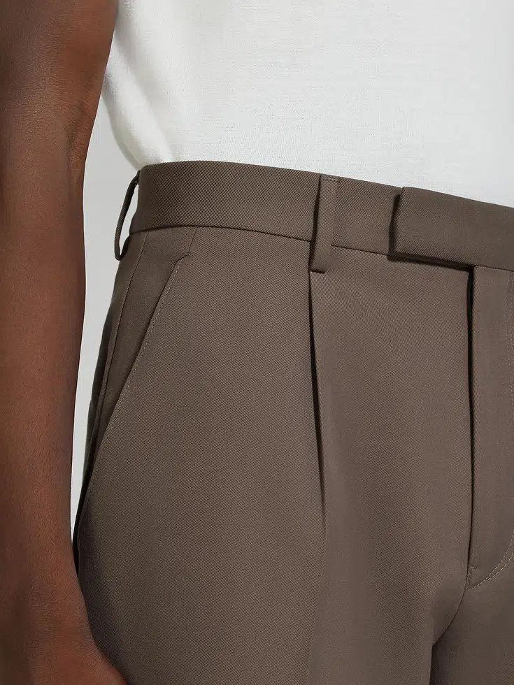 Pantaloni in cotone e lana color talpa scuro