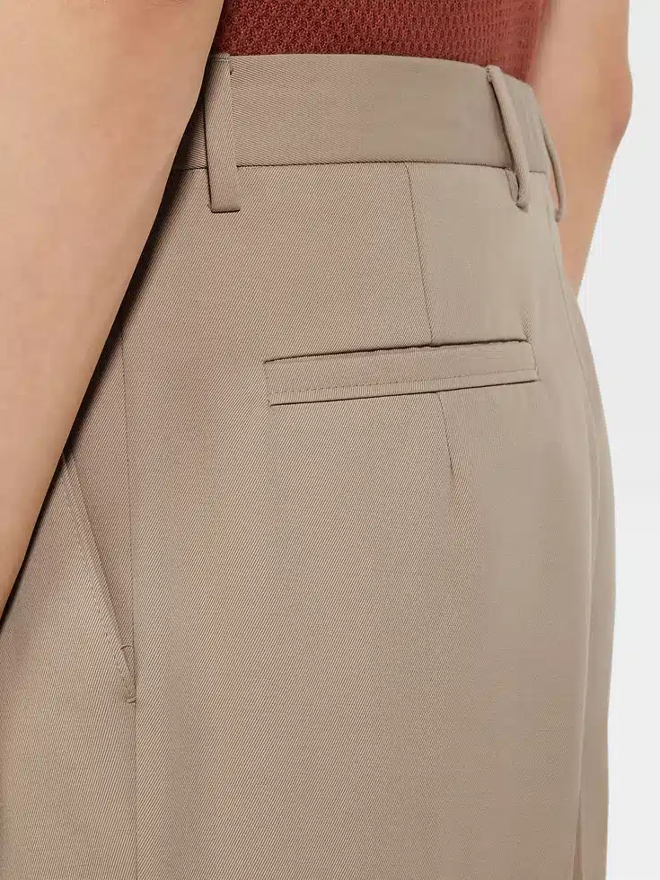 Pantaloni in cotone e lana color tortora chiaro