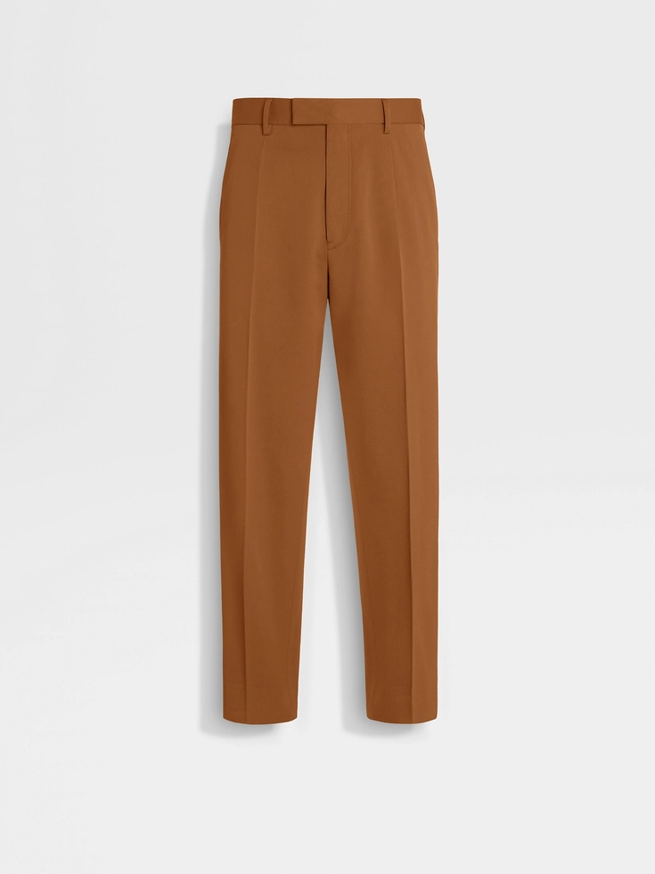 Pantaloni in cotone e lana con fogliame scuro