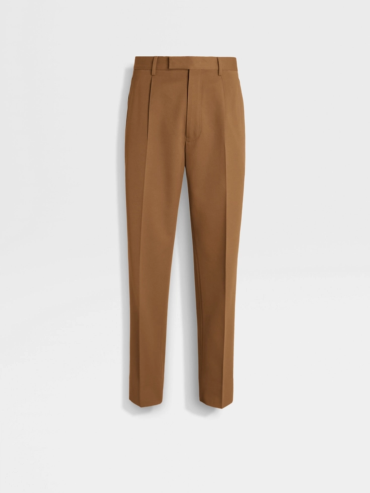 Pantaloni in cotone e lana con fogliame scuro