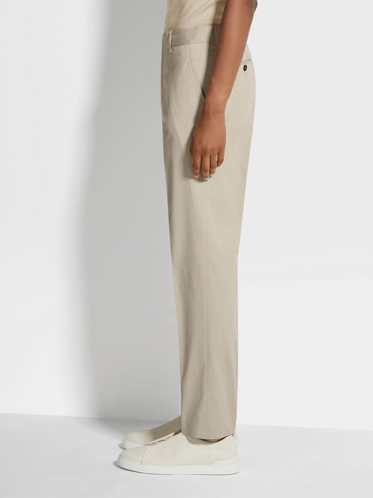 Pantaloni in cotone elasticizzato bianco sporco Pantaloni in cotone elasticizzato bianco sporco