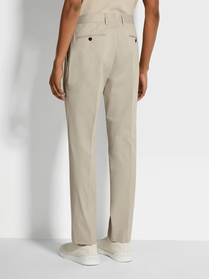 Pantaloni in cotone elasticizzato bianco sporco Pantaloni in cotone elasticizzato bianco sporco