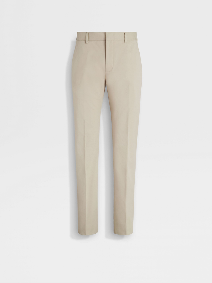 Pantaloni in cotone elasticizzato bianco sporco