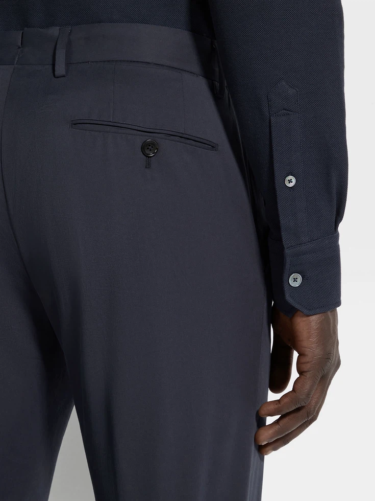 Pantaloni in cotone elasticizzato blu navy