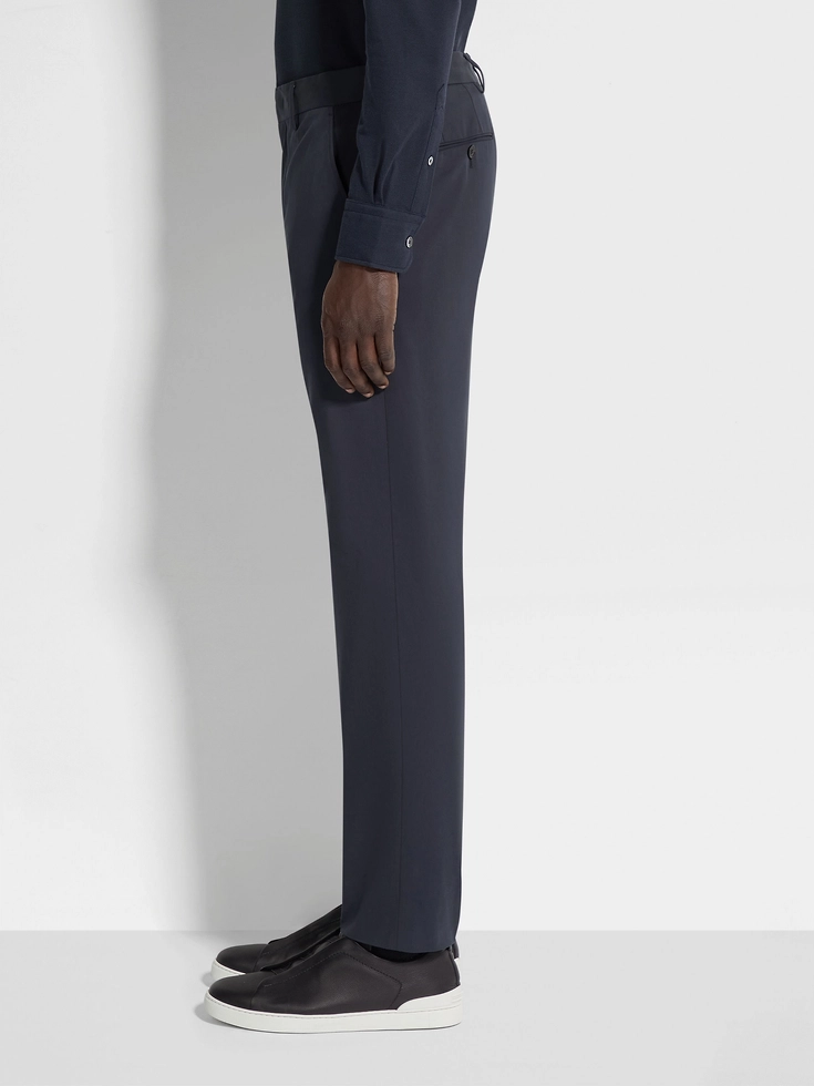 Pantaloni in cotone elasticizzato blu navy Pantaloni in cotone elasticizzato blu navy