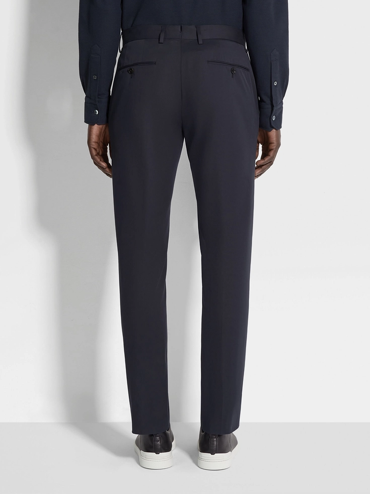 Pantaloni in cotone elasticizzato blu navy Pantaloni in cotone elasticizzato blu navy