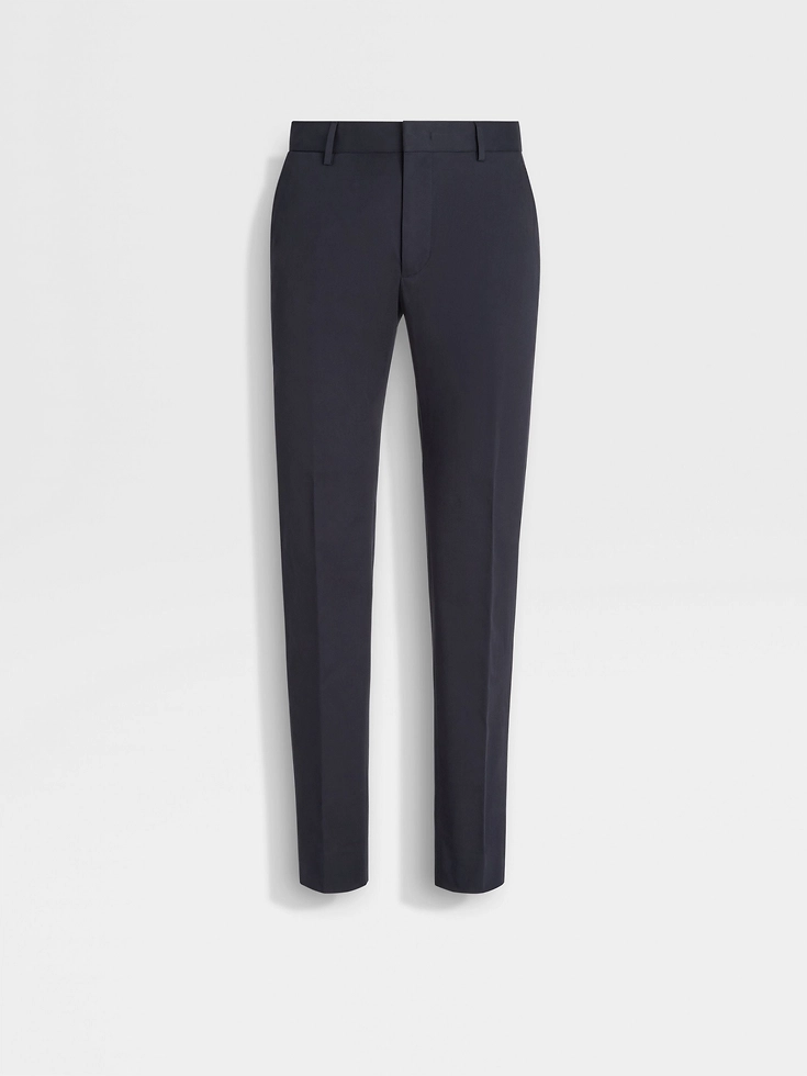 Pantaloni in cotone elasticizzato blu navy