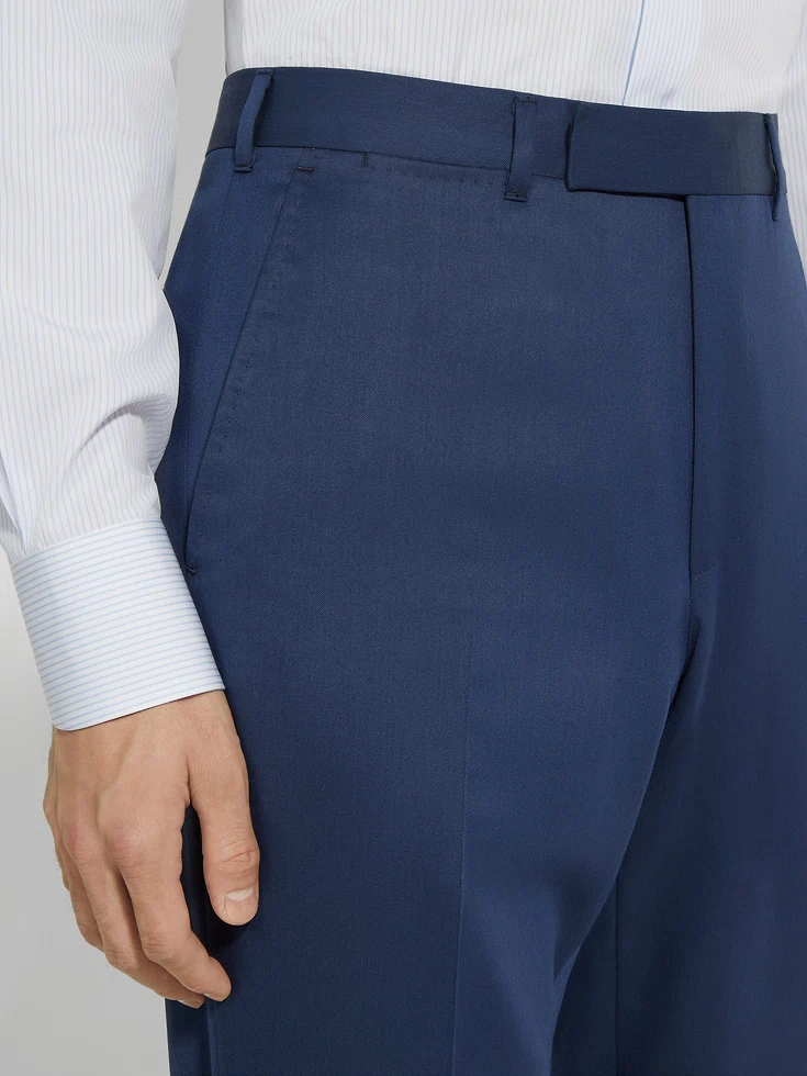 Pantaloni in lana Centoventimila blu petrolio scuro