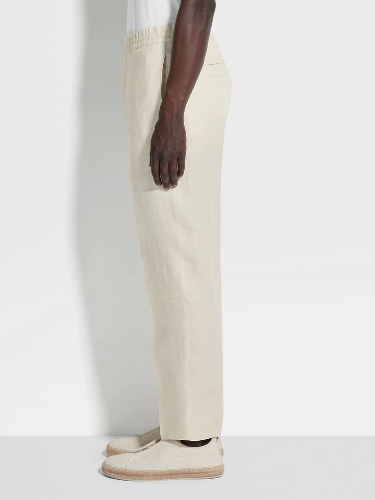 Pantaloni in lino Oasi bianchi Pantaloni in lino Oasi bianchi