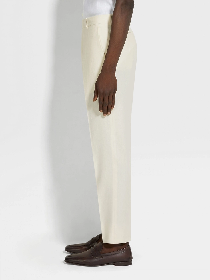 Pantaloni in lino Oasi bianchi Pantaloni in lino Oasi bianchi