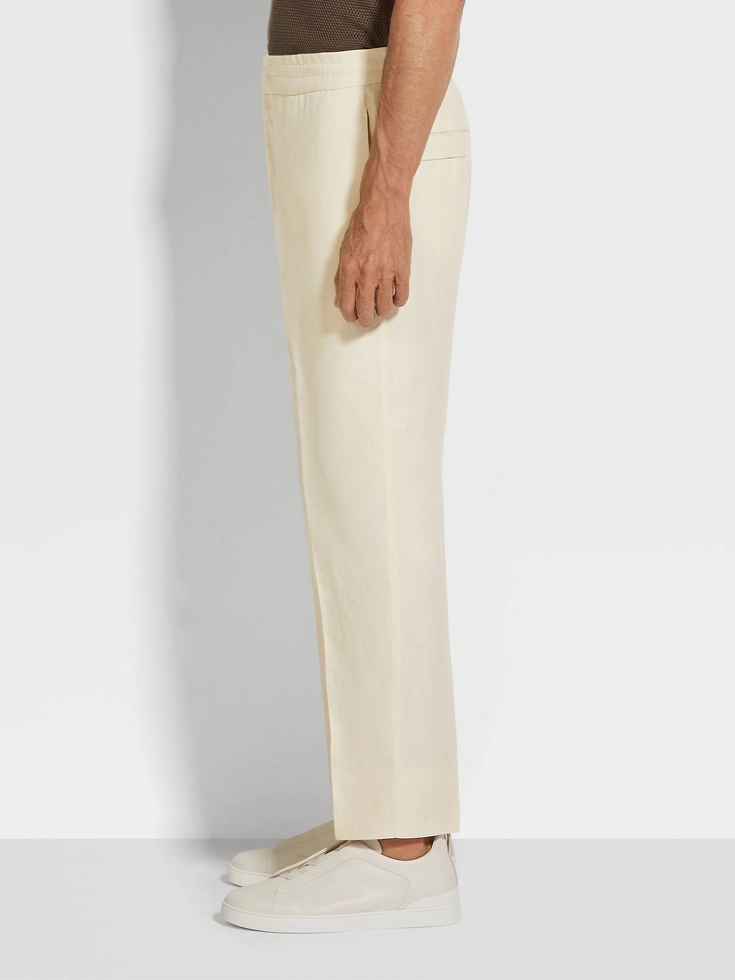 Pantaloni in lino Oasi bianchi Pantaloni in lino Oasi bianchi
