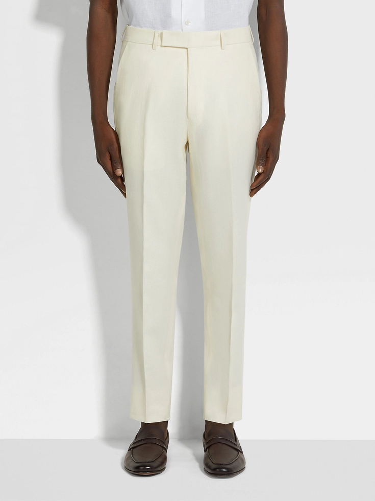 Pantaloni in lino Oasi bianchi Pantaloni in lino Oasi bianchi