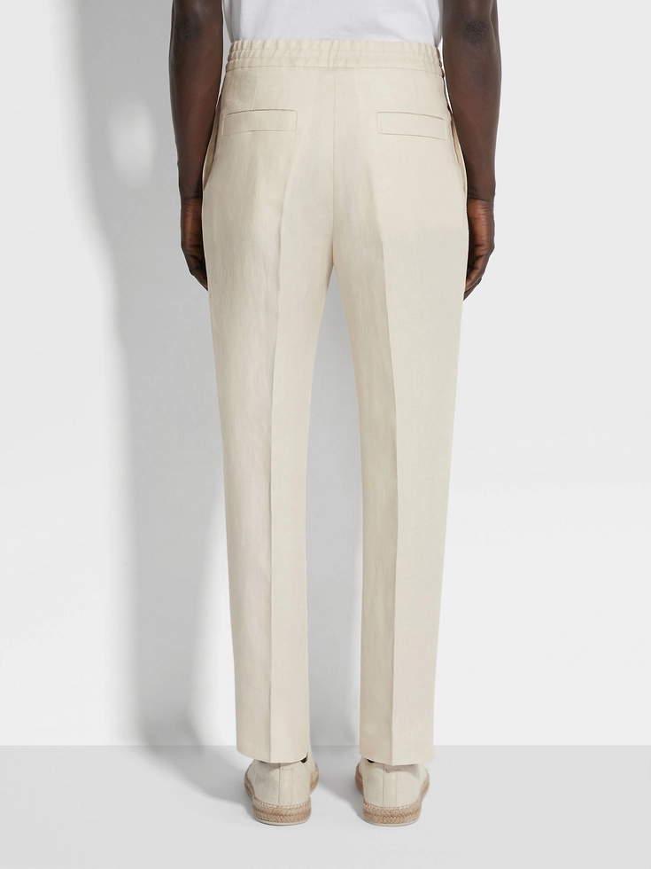 Pantaloni in lino Oasi bianchi Pantaloni in lino Oasi bianchi
